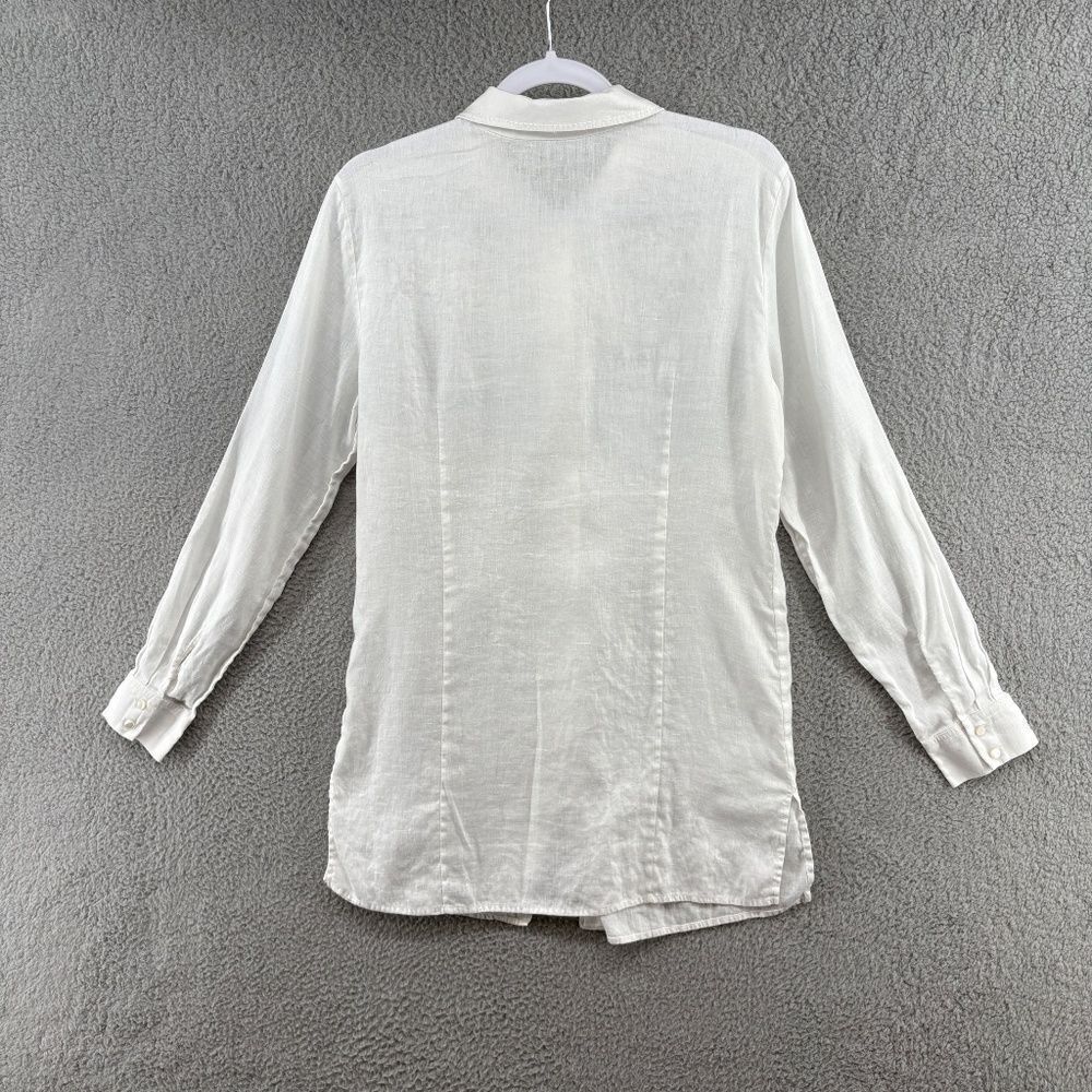 Loro Piana White Embroidered Linen Button-Up Shirt Size Large Made in Italy - Picture 2 of 10